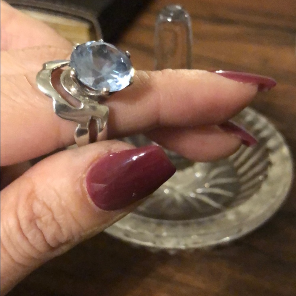 Silver Light Blue Stone Ring